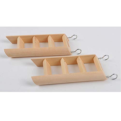 NIEFENG Juguete para Mascotas Pequeña Jaula de hámster de Juguete Animal Health Escalera Colgante Conejo con Gancho Rata Ratón Jerbo Escalada de Madera Juguetes, 15 * 7 * 2cm
