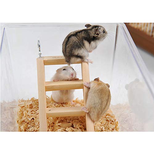 NIEFENG Juguete para Mascotas Pequeña Jaula de hámster de Juguete Animal Health Escalera Colgante Conejo con Gancho Rata Ratón Jerbo Escalada de Madera Juguetes, 15 * 7 * 2cm