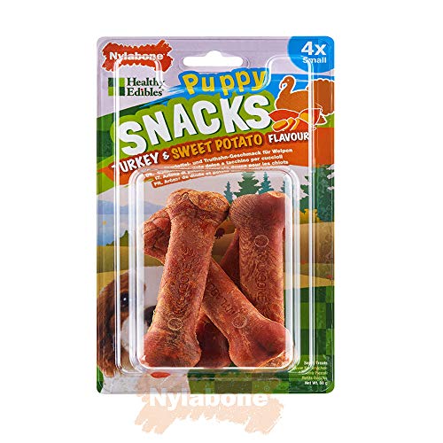Nylabone - Snacks de pavo y batata para cachorros (Paquete de 4) (Pequeño) (Pavo y Batata)