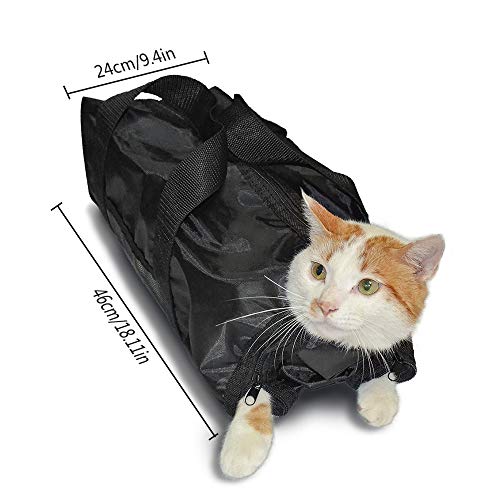Paquete de 2 Bolsas de Aseo para Gatos Sujeción de Gatos Bolsa Ajustable Lavado Ducha Malla Bolsa Morder Rascarse Resistido para bañarse Inyección de uñas Recorte Limpieza de Orejas