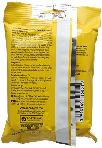 Pedigree - Snacks mini Jumbone para perros (8 Paquetes de 4) (Tamaño Único) (Pollo & Arroz)