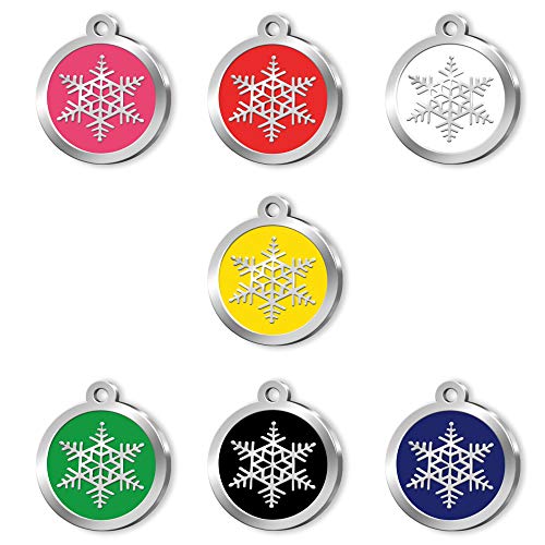 Pet Tag Art Diseño de Copo de Nieve Etiqueta de Mascota Personalizada grabada, Etiqueta de Gato, Etiqueta de identificación de Mascota