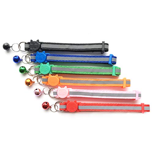 PietyPet 6 piezas ajustable reflectante collar de seguridad para mascotas y 6 piezas de identificación para mascotas, tubo de etiqueta de dirección para gato y perro pequeño