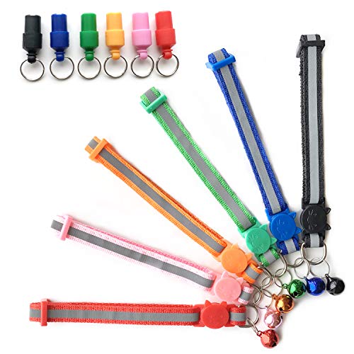 PietyPet 6 piezas ajustable reflectante collar de seguridad para mascotas y 6 piezas de identificación para mascotas, tubo de etiqueta de dirección para gato y perro pequeño