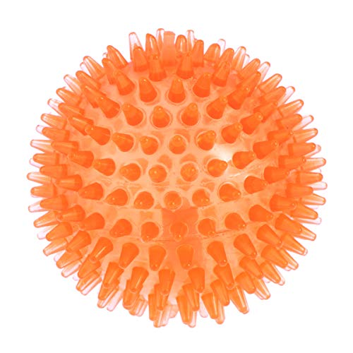 POPETPOP Bola de Spike de 8cm Perro Bola Indestructible Squeaker Ball para Entrenamiento y Limpieza Dental (Naranja)