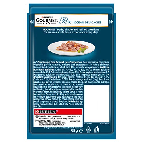 Purina Gourmet Perle húmedo Cat Food, Mini Filetes en salsa, Ocean Delicacies, paquete de 24 bolsas