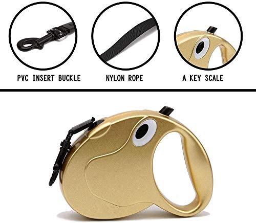Qianqiusui Correa de Perro retráctil, Correas Extensibles automáticas, Grande y pequeño Perro retráctil Plomo Perro del Correo (Color : Gold, Size : 3m)