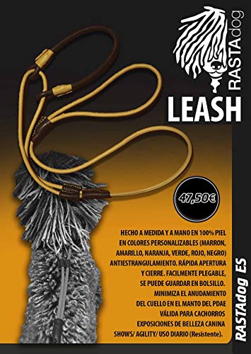 RASTAdog LEASH Correa y Collar Cuero a medida personalizada Perros Adultos y Cachorros Hecha a mano Anti estrangulamiento diario Agility Exposiciones Shows Adiestramiento Plegable ligera resistente 1m