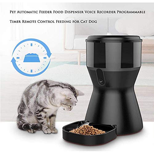 RBTT Pet alimentador automático de alimentación de la cámara Perro monitoreo Remoto de Video vigilancia App monitorización Inteligente HD sincronización Duradero Dieta del Gato Suministros 4L,Negro