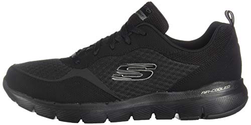 Skechers Women's Flex Appeal 3.0-GO Forward Trainers, Black (Black Leather/Mesh/Trim BBK), 4 (37 EU)