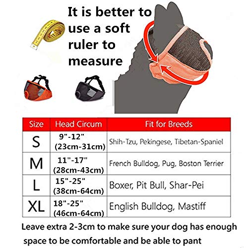 STKJ Bozales para Perros de hocico Corto, bozal Ajustable de Malla Transpirable Bulldog para Evitar morder, lamer y Masticar, ladridos contra Las mordeduras,XL