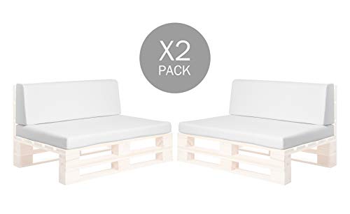 SUENOSZZZ-ESPECIALISTAS DEL DESCANSO Pack 2 Asientos y respaldos para Sofas de palets, Cojines Chill out Rellenos con Espuma y enfundados en Polipiel Color Blanco