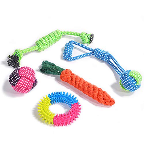 TOMYEER Juguetes para Perros Puppy Chew Dog Rope Denticion Juguetes Interactivos,Pack de 5