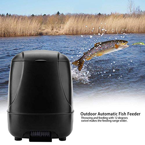 TOPINCN Alimentador automático de Peces Al Aire Libre Inteligentemente Capacidad Grande Dispensador de Peces Temporizador para Acuario de Estanque (sin batería)