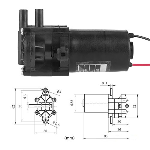 TOPINCN Bomba de Agua para Engranajes ZC-A250 DC24V Herramienta Ultra-Silenciosa Impermeable Mini Autocebante Plástico Resistente a Corrosión para Acuarios Hidropónicos Fuentes Estanques Acuarios