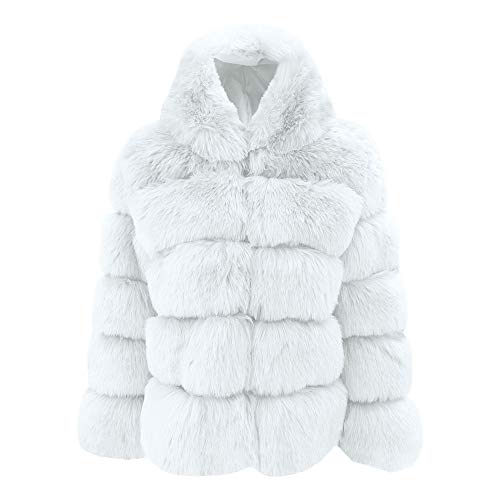 Vectry Rebajas Mujer Abrigo De Peluche Sintético Sudadera con Capucha Sudadera De Color Liso Chaqueta con Capucha Abrigo De Invierno Ropa De Abrigo De Mujer (Blanco, S)