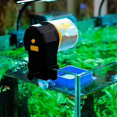 WE-WHLL Acuario Alimentador automático de Peces Temporizador de Tanque con 2 dispensadores de Alimentos para Peces Amarillo