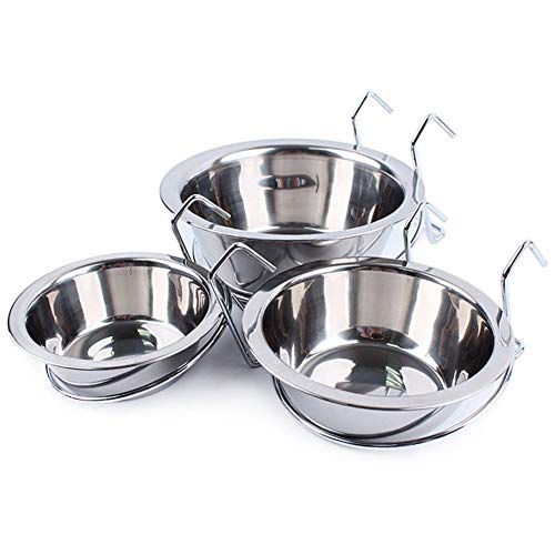 Zgywmz Comedero for Perro Colgando Platos Perro de Perrito de Acero Inoxidable Tipo Jaula del Animal doméstico del alimentador (Color : Silver, Size : M)
