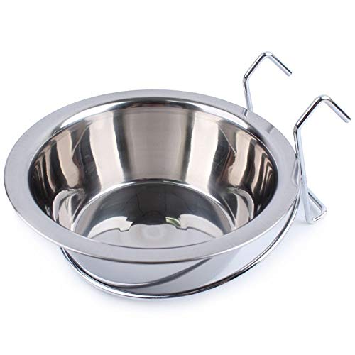 Zgywmz Comedero for Perro Colgando Platos Perro de Perrito de Acero Inoxidable Tipo Jaula del Animal doméstico del alimentador (Color : Silver, Size : M)
