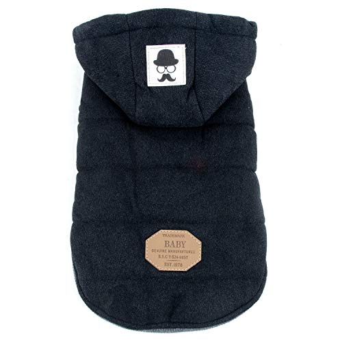 ZUNEA Chaleco de Perro pequeño Forro Polar Forrado Abrigo de Invierno cálido Chaqueta de Cachorro con Capucha a Prueba de Viento Mascota Chihuahua Sudadera Ropa de Perrito Prendas de Vestir (S, Negro)