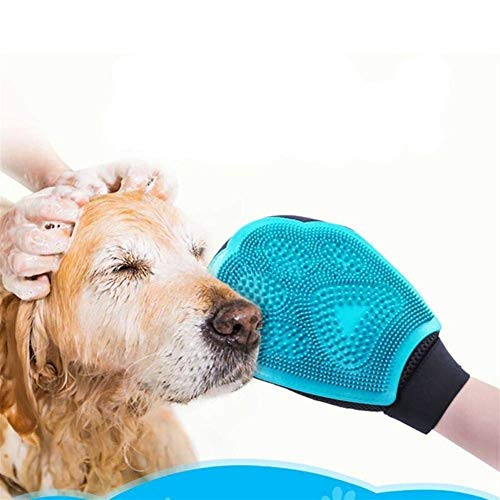 ZY Silicona Mascota Cepillo Suave Guante de eliminación de Polvo preparación del Gato del Guante y Productos de Limpieza baño de Perro (Color: Azul, tamaño: W) LOLDF1 (Color : Blue, Size : W)