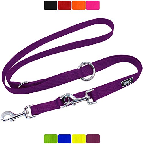 DDOXX Correa Perro Multiposición Nylon, Ajustable en 3 tamaños, 2 m | Diferentes Colores & Tamaños | para Perros Pequeño, Mediano y Grande | Correa Accesorios Doble 2 Gato Cachorro | M, Violeta, 2m