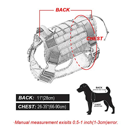 Enhome Servicio Chaleco arnés para Perro, Chaleco de Entrenamiento táctico para Perro, 1000D Heavy Duty Perro Molle Chaleco arnés (M,Verde)