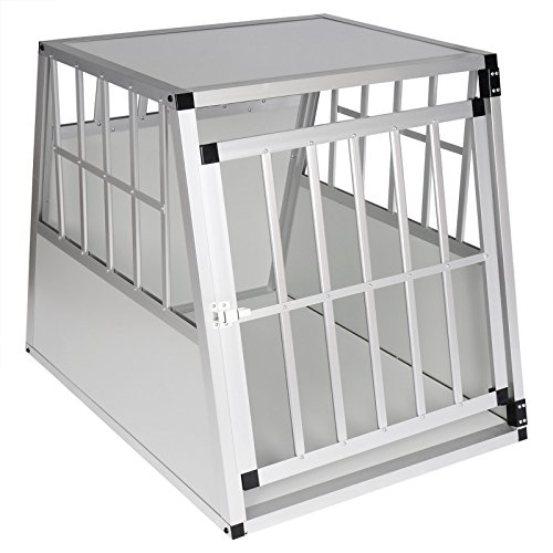 EUGAD Transportín de Aluminio para Perros Gatos Mascotas Jaula Transporte de Viaje para Mascotas Trapezoidal 1 Puerta Blanco 0048HT