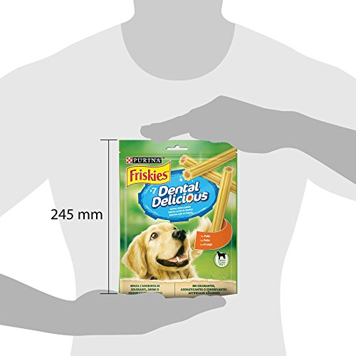 Purina Friskies Dental Delicious, Golosina dental para Perro Mediano y Grande  6 x 200 g (1.2 kg)