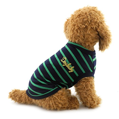 smalllee_lucky_store - Ropa para Perro pequeña, diseño de Rayas, algodón, Talla L, Color Verde