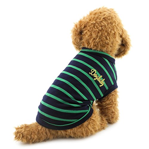 smalllee_lucky_store - Ropa para Perro pequeña, diseño de Rayas, algodón, Talla L, Color Verde