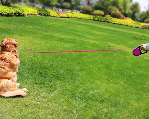 Taglory Correa Extensible Perro medianos y pequeño, Cuerda para Perros retractil, Nylon Fuerte Adecuado para Perros de hasta 20 kg, sin enredo y manija Antideslizante,Rosa