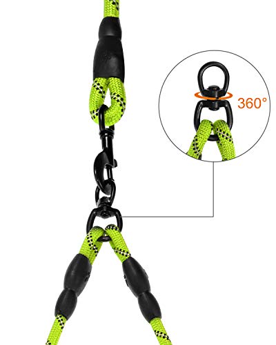 Taglory Correas Dobles/Correa de Perro para Dos Perros/Acoplador Divisor Fuerte para Perros pequeño medianos Grandes/Giratorio 360 ° sin enredos/Cuerda de escalada/75cm Verde