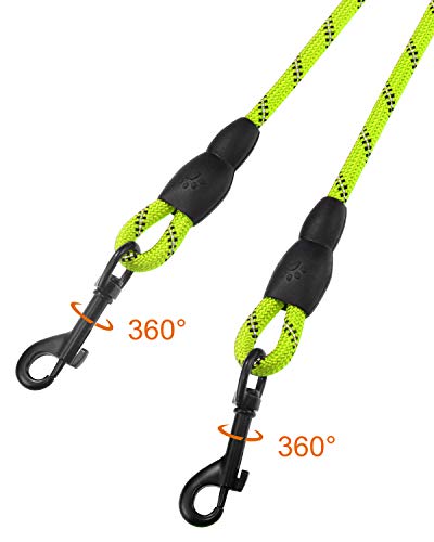 Taglory Correas Dobles/Correa de Perro para Dos Perros/Acoplador Divisor Fuerte para Perros pequeño medianos Grandes/Giratorio 360 ° sin enredos/Cuerda de escalada/75cm Verde