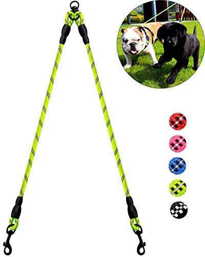 Taglory Correas Dobles/Correa de Perro para Dos Perros/Acoplador Divisor Fuerte para Perros pequeño medianos Grandes/Giratorio 360 ° sin enredos/Cuerda de escalada/75cm Verde
