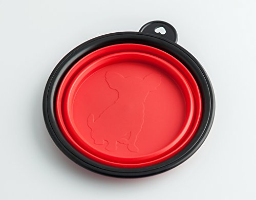 Viajes Tazón de la marca PRECORN Perro Gatos Mascotas plato del alimento tazón plegable cuenco de agua en el color rojo