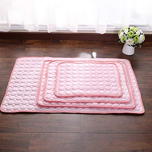 1 unid Cooling Pet Cojín Camas para Perros Summer Dog Cojines para Viajes Asiento de Coche Estera para Perros Plaid Easy Clean Dogs Supplies, Rosa, 102x70cm