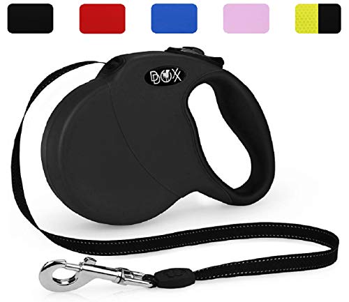 DDOXX Correa Extensible Perro, Reflectante, Retráctil | Diferentes Colores & Tamaños | para Perros Pequeño, Mediano y Grande | Accesorios Gato Cachorro | S, 4 m, 10 kg, Negro