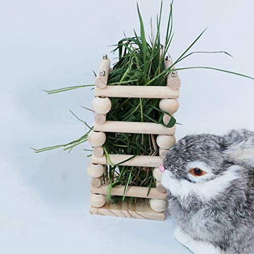 F Fityle Estante de Alimentación de Animales Pequeños Dispensadores de Cereales de Duradero para Ahorro de Espacio - Madera