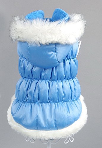 La vogue Chaqueta Acolchada Abrigo para Perro con Capucha Piel (Azul, M)