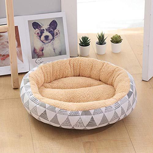 PENVEAT Soft Pet Dog Bed Lavable Round Cat Cat Nest Nido Antideslizante Pet House Dog Cojín Short Felpa Mats Lounger Sofas Productos para Perros, J, M 50X50X12cm