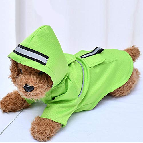 Rebajas Chubasquero Perro Pequeño y Ultra Pequeño Material Espesado y Ripstop Poncho con Capucha y Tiras Reflectoras Seguras con Bolsillo al Aire libre Entrenamiento HULKY(Verde,S)