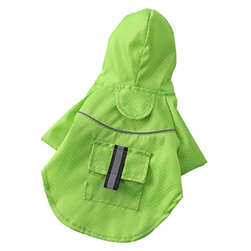Rebajas Chubasquero Perro Pequeño y Ultra Pequeño Material Espesado y Ripstop Poncho con Capucha y Tiras Reflectoras Seguras con Bolsillo al Aire libre Entrenamiento HULKY(Verde,S)