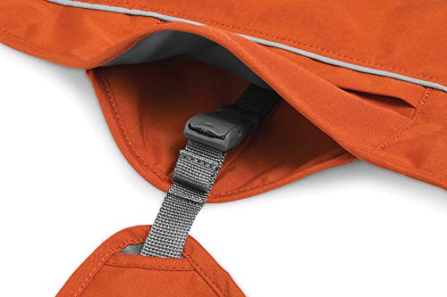 RUFFWEAR Combo Abrigo y Arnés Overcoat Fuse 2 en 1, Chaqueta con Forro de Vellón para Perros - Naranja Canyonlands, L