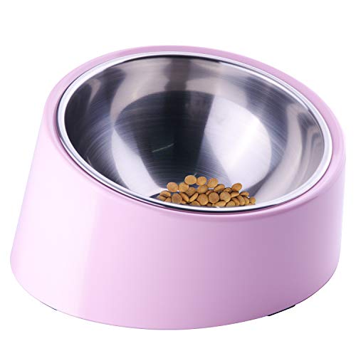 Superdesign Comedero Perro Inclinado Comedero Gato Poco Profundo con Cuenco INOX de inclinación 15 °