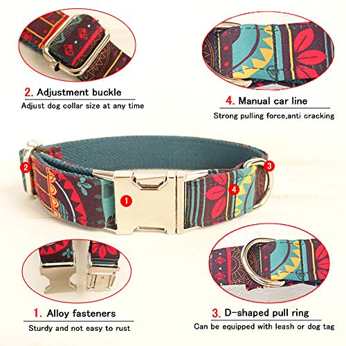 Conjunto Personalizado de Collar de Perro Estilo Bohemio Ajustable Correa Para Mascotas Conjunto de Etiquetas Etiqueta Para Perros Grabado con láser Adecuado Para Perros Grandes, Medianos y Pequeños