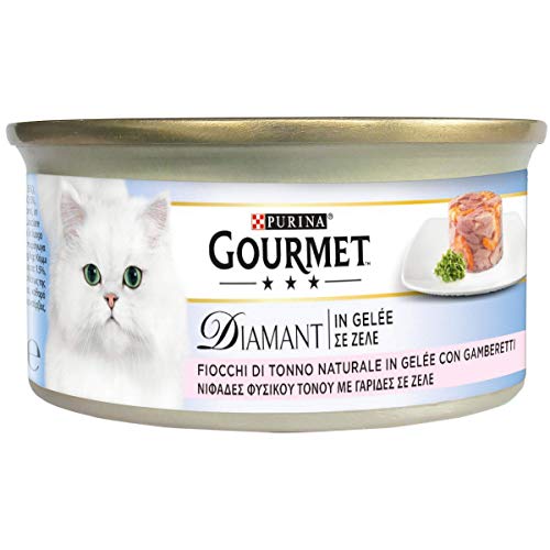 Gourmet Diamant Copos de Tonno, Gelée con camarones de 85 g, 24 Piezas