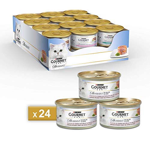 Gourmet Diamant Copos de Tonno, Gelée con camarones de 85 g, 24 Piezas
