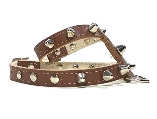 Superpipapo Original Arnés para Perros, Cuero Marrón con Pinchos, Correa y Pulsera Opcional, Piel de Calidad, Hecho a Mano en España, Pequeño, Chihuahua y Cachorro, S: Cuello 18-22 cm, Pecho 32-37 cm