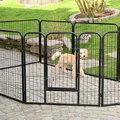 TRESKO® Parque para Mascotas Altura 80 cm | Valla para Perros y Gatos | Jaula Plegable para Animales | Corral Entrenamiento de Cachorros | 8 Vallas